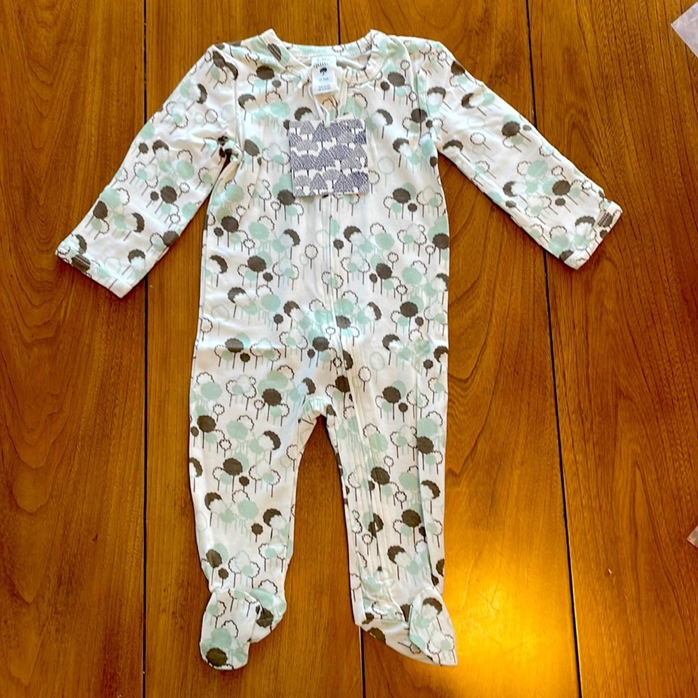 Zipper Footie Little Green Trees Kate Quinn Super Soft Modal NWT